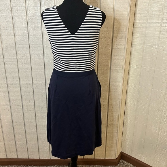 Boden Belle Ponte Navy Stripe Dress, size 8R. - Picture 2 of 7